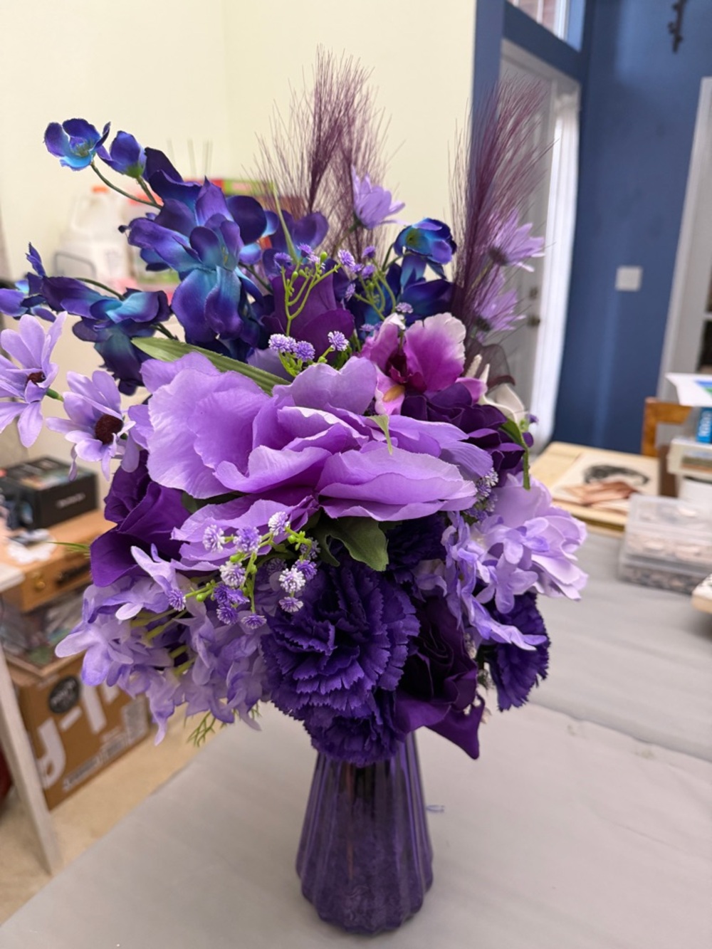 Elegant Purple Artificial Flower Arrangement - Picture 5 of 6